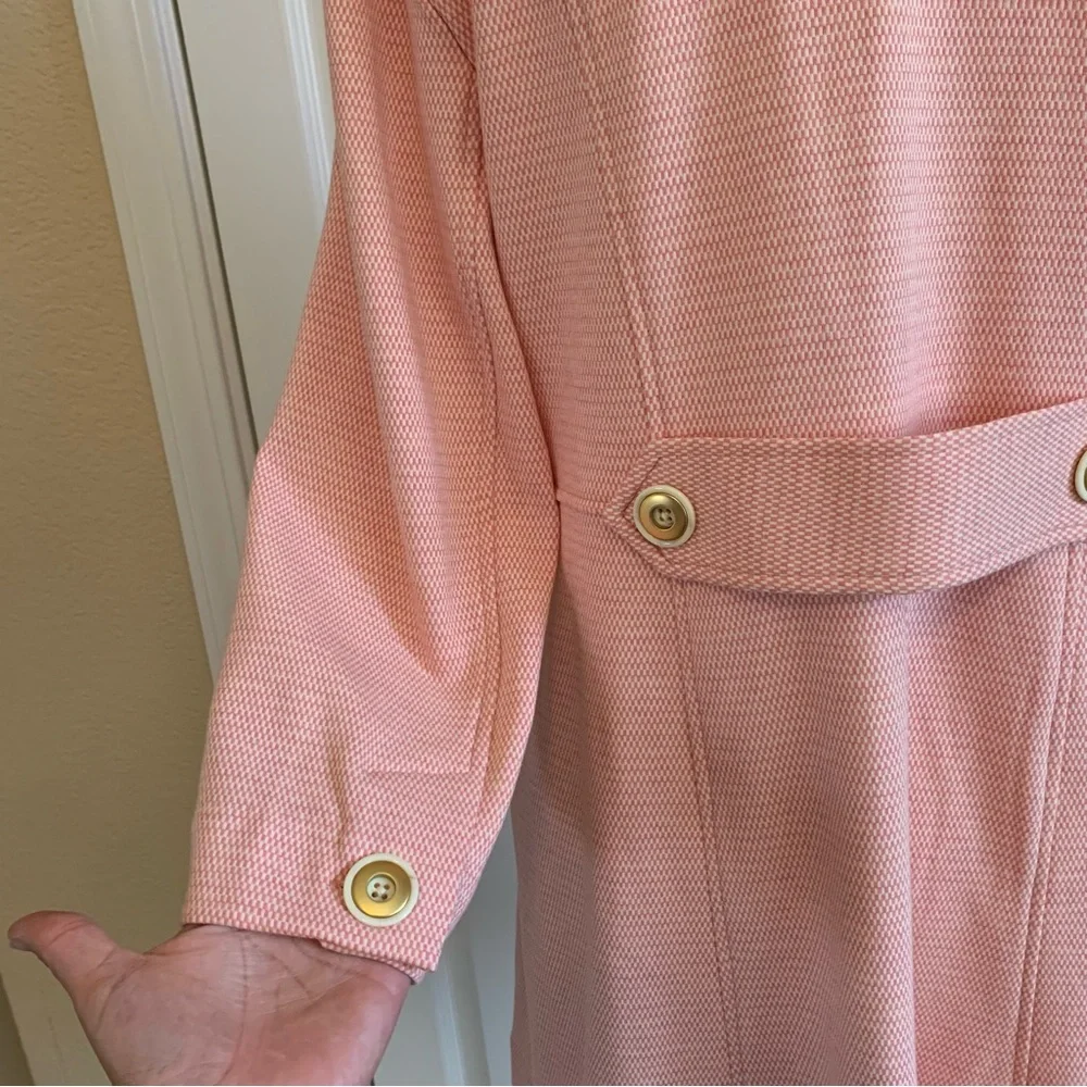 CAbi Take 5 Long Topper Jacket Coat Pink Tweed Button Front Sz M Career Stretch - Picture 8 of 15